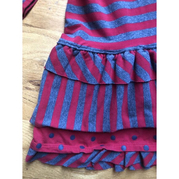 Deux Par Deux Size 5 Dress Red & Grey Striped - Picture 8 of 8